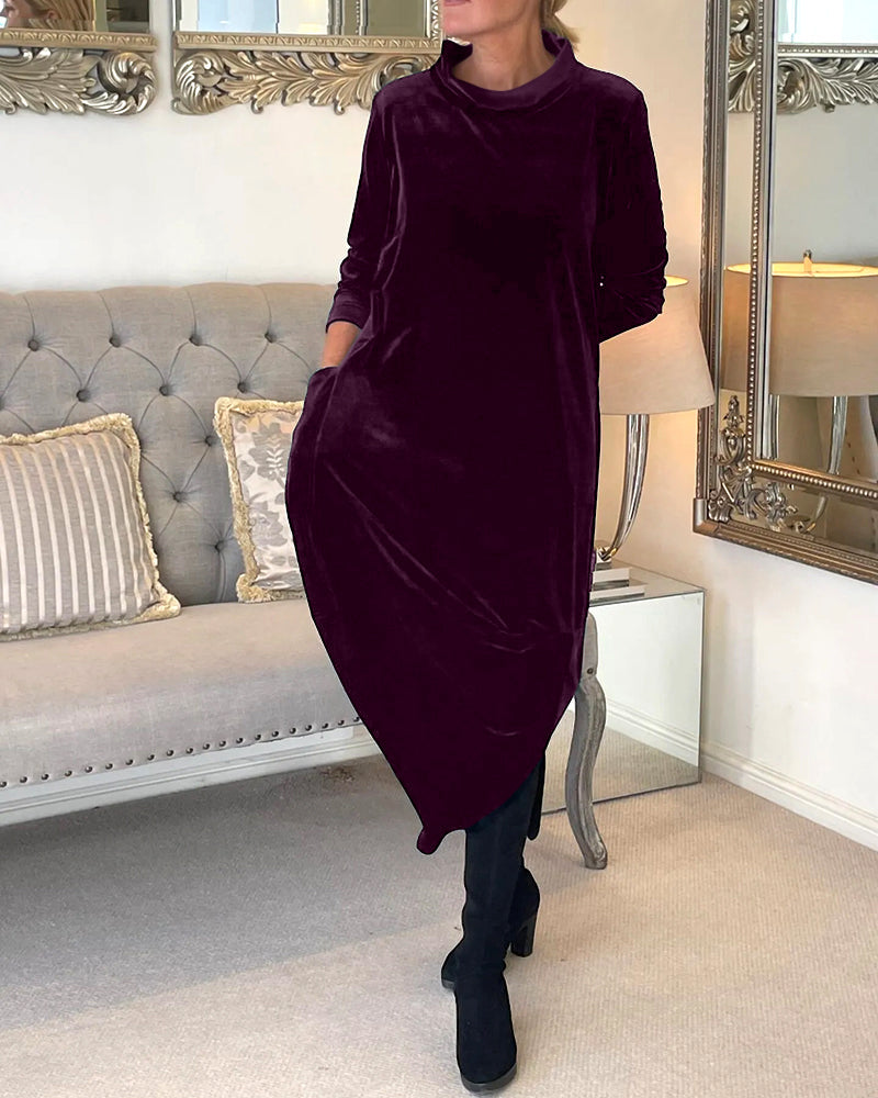 Riva Lefèvre | Vestit llarg d'velvet elegant amb escot O per a dones