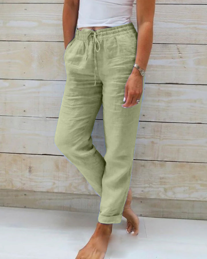Macy | Pantalons de dona de cotó i lli amb cintura elàstica