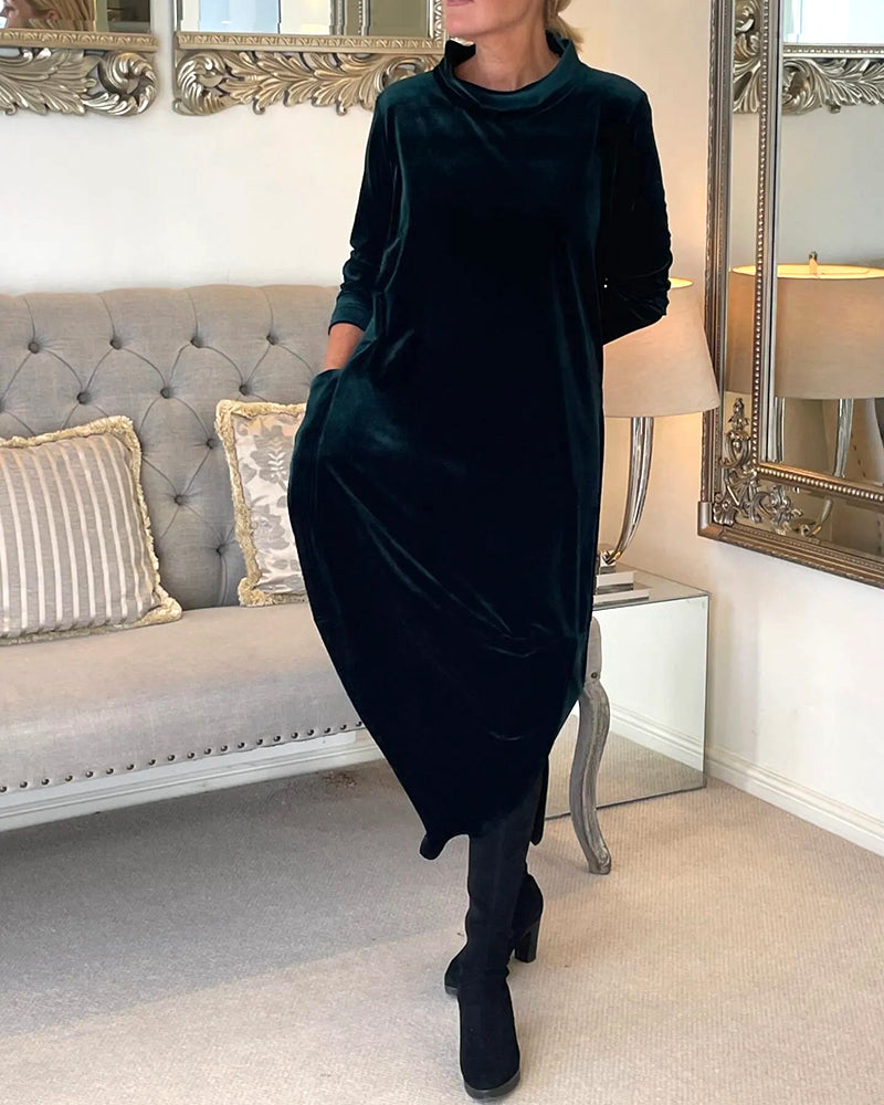 Riva Lefèvre | Vestit llarg d'velvet elegant amb escot O per a dones