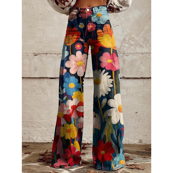 Julia | Flower Power Pantalons Amples