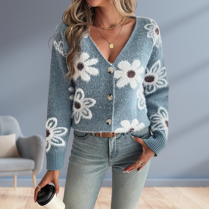 Daisy Dream | Jaqueta de punt càlida amb detall floral