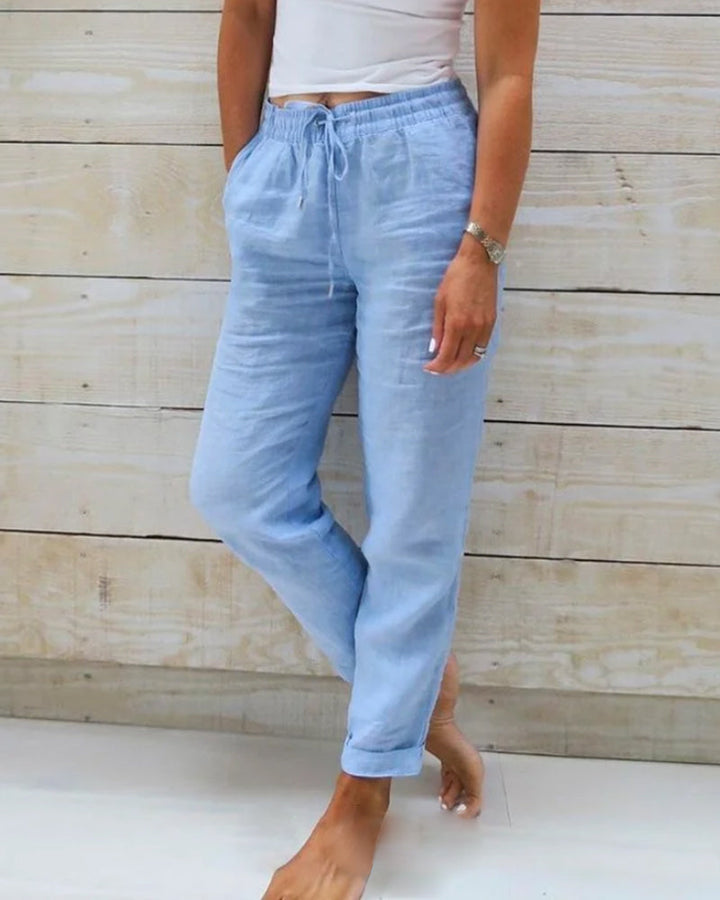 Macy | Pantalons de dona de cotó i lli amb cintura elàstica