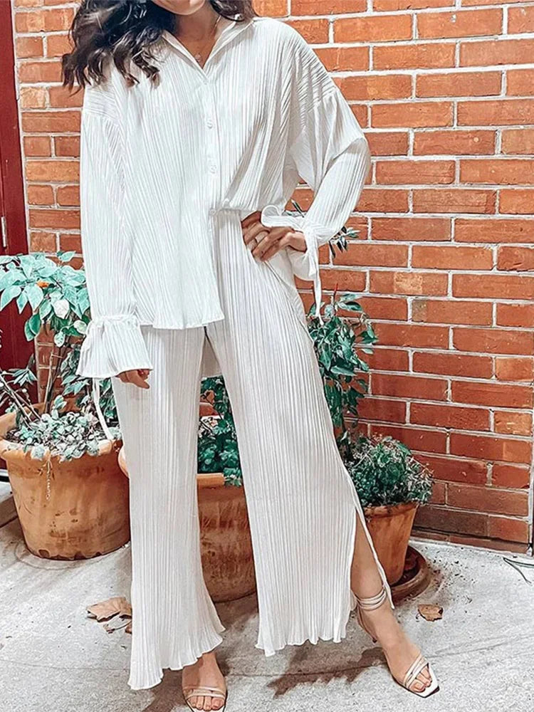 Conjunt "Lavendeltraum" | Pantalons + Camisa de teixit lleuger