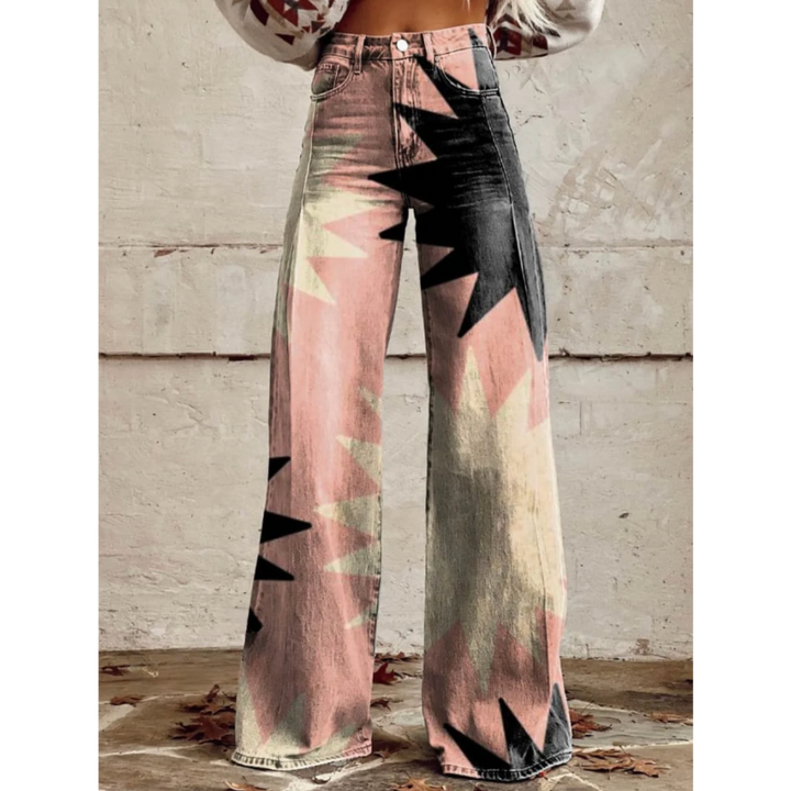Julia | Pantalons Vintage amb Patró Geomètric