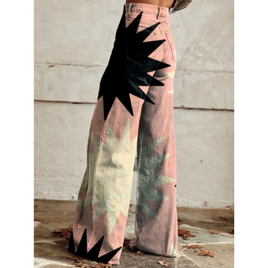 Julia | Pantalons Vintage amb Patró Geomètric