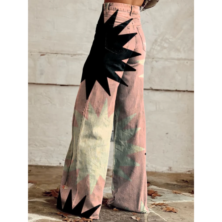 Julia | Pantalons Vintage amb Patró Geomètric