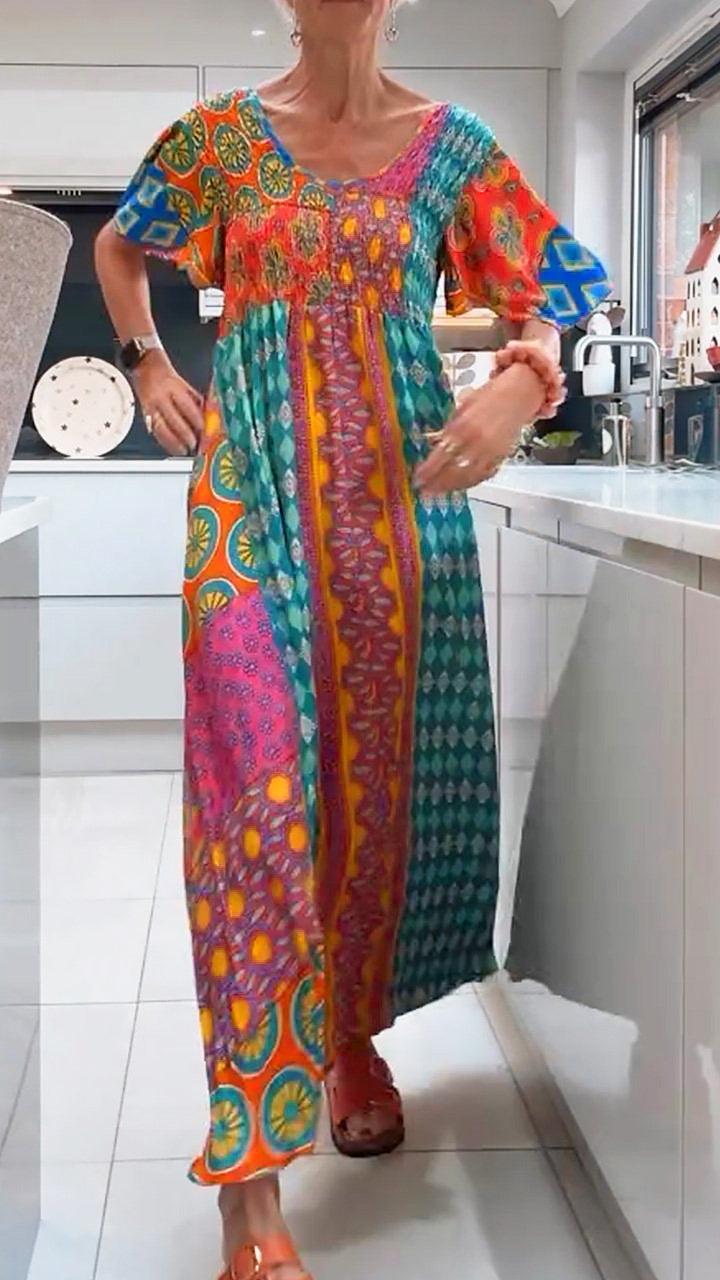 Isabella | Vestit de patró Paisley amb línia fluida