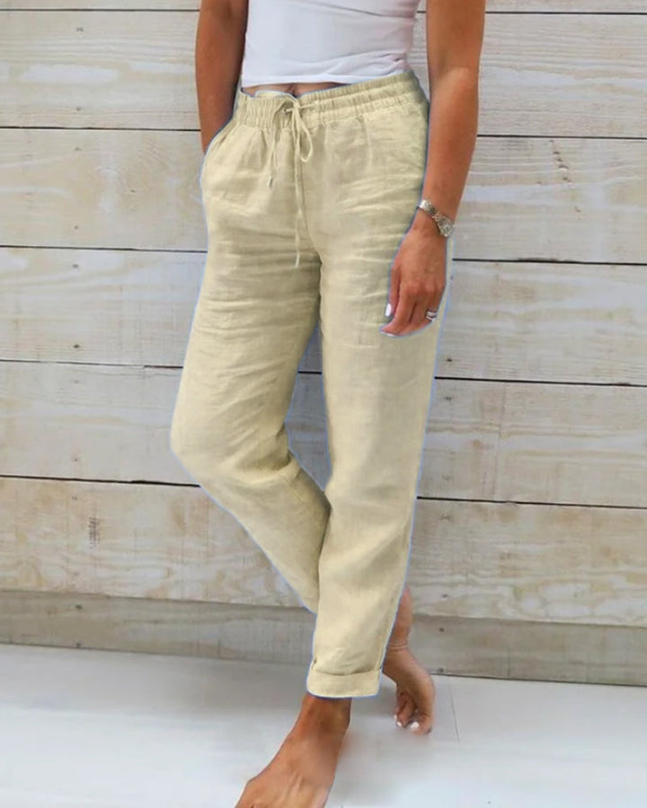 Macy | Pantalons de dona de cotó i lli amb cintura elàstica