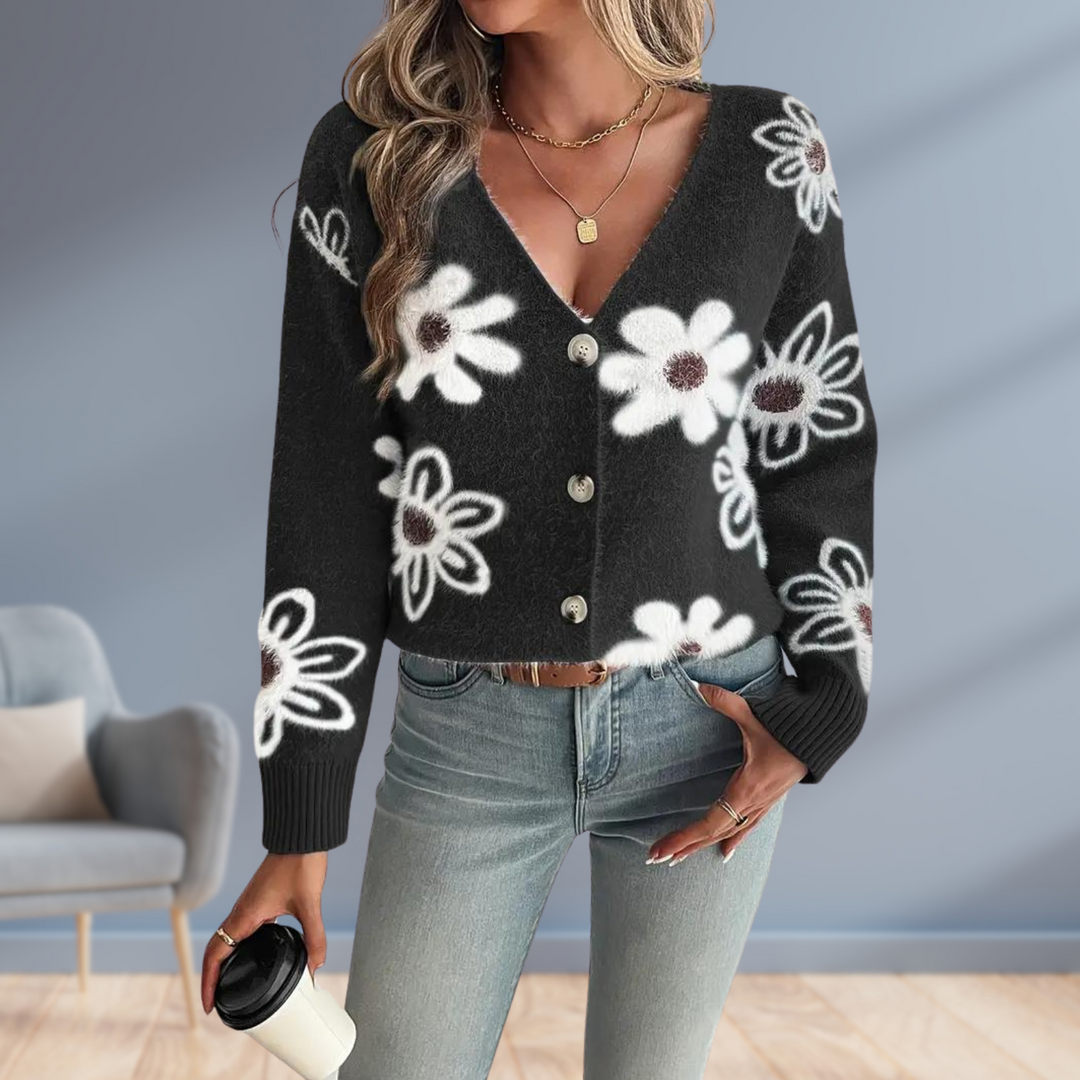 Daisy Dream | Jaqueta de punt càlida amb detall floral