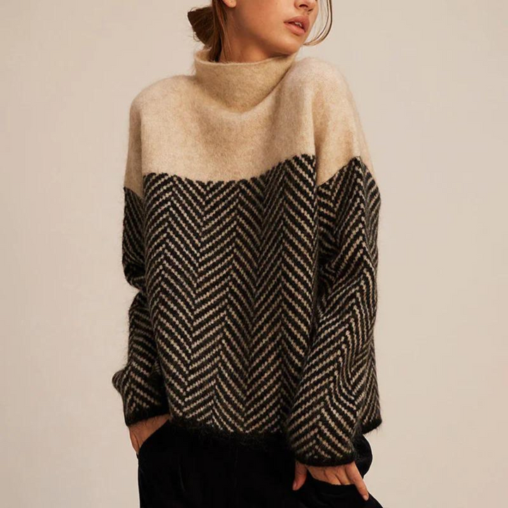 Chevron Luxe | Suéter de coll alt estilitzat per a dones