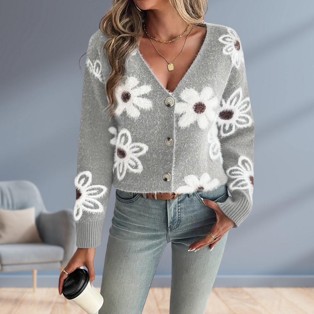 Daisy Dream | Jaqueta de punt càlida amb detall floral