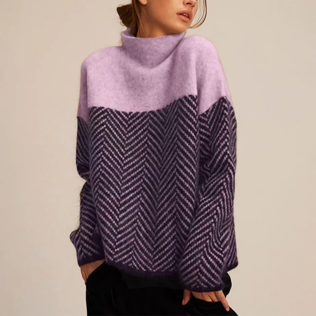 Chevron Luxe | Suéter de coll alt estilitzat per a dones