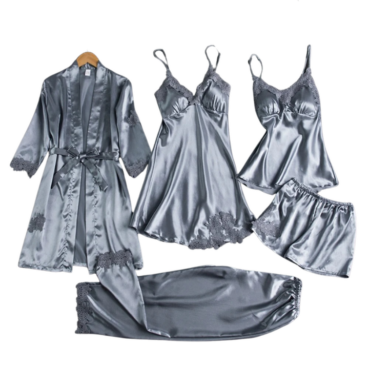Livia | Conjunt de pijama de satí luxós 5 en 1 per a dones