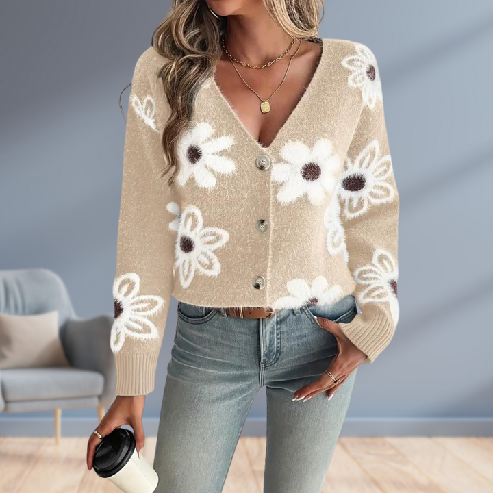 Daisy Dream | Jaqueta de punt càlida amb detall floral