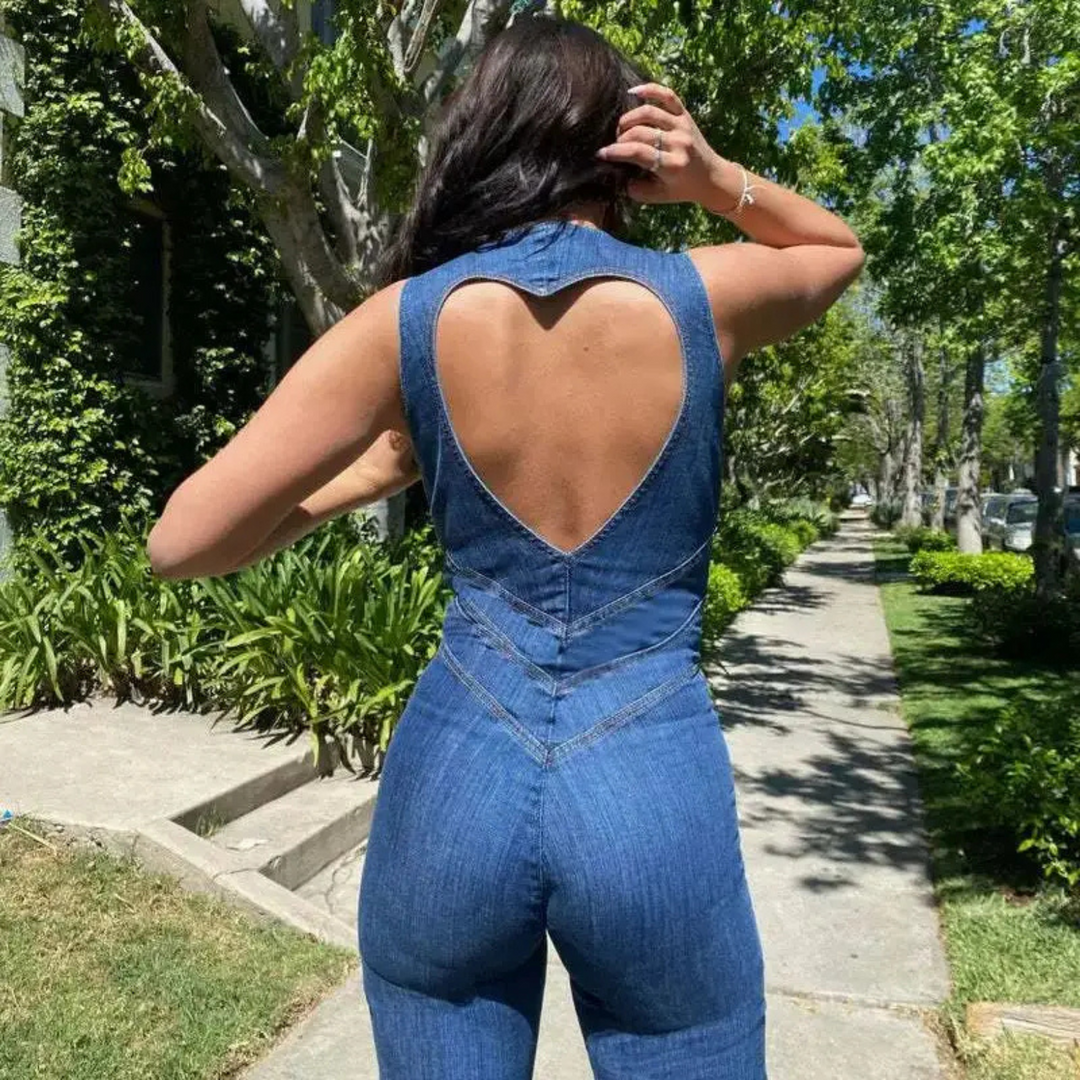 Stella | Jumpsuit de Denim amb Motiu de Cor a l'Esquena