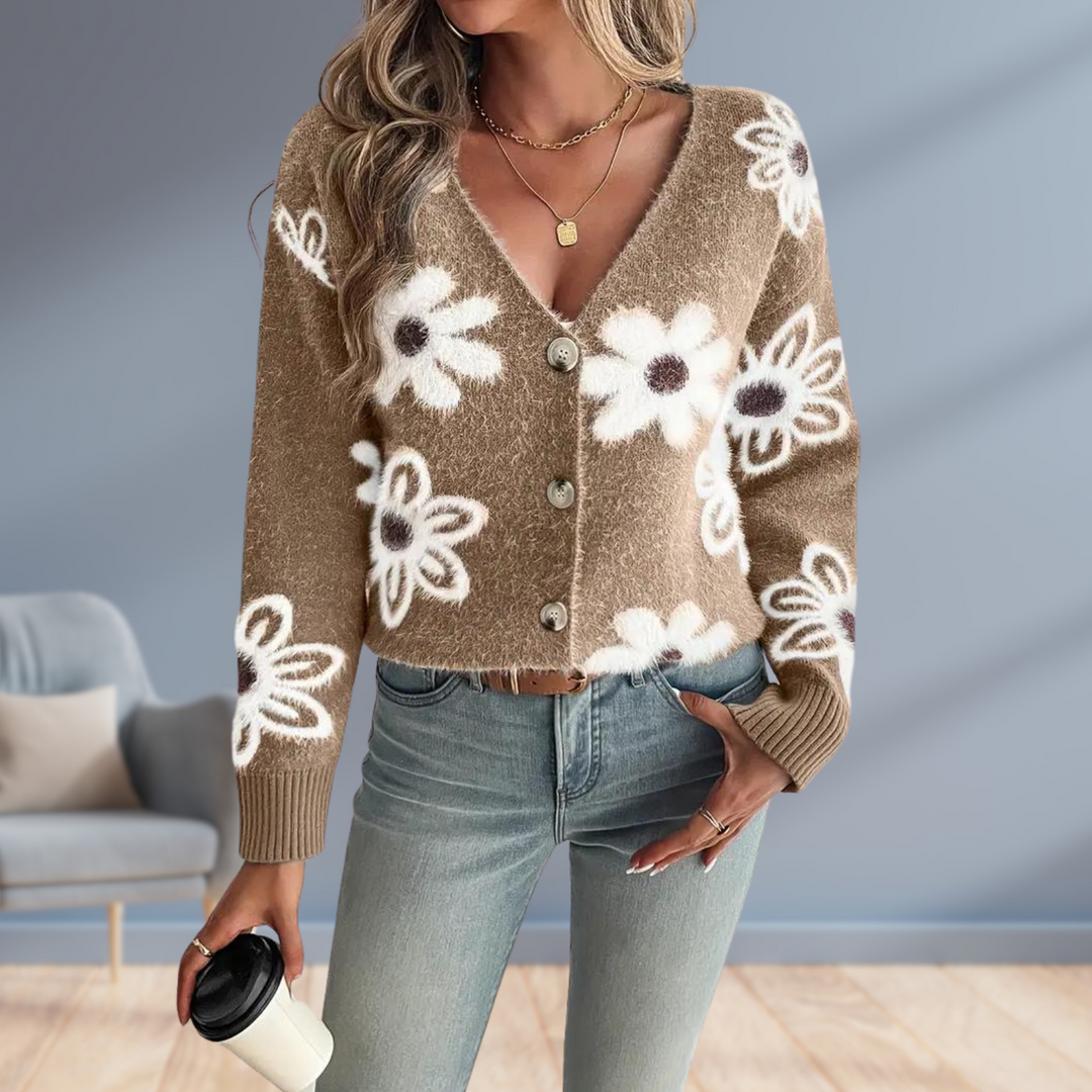 Daisy Dream | Jaqueta de punt càlida amb detall floral