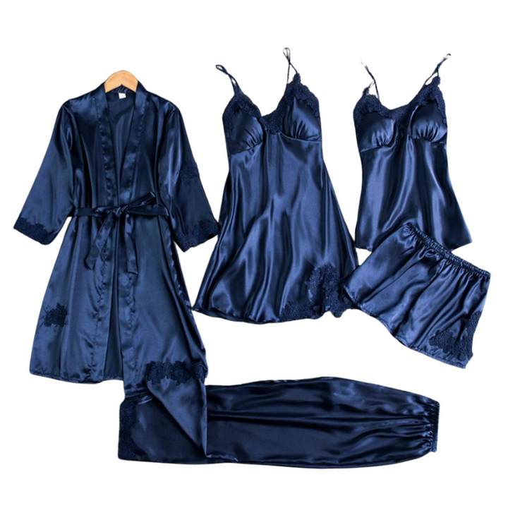 Livia | Conjunt de pijama de satí luxós 5 en 1 per a dones