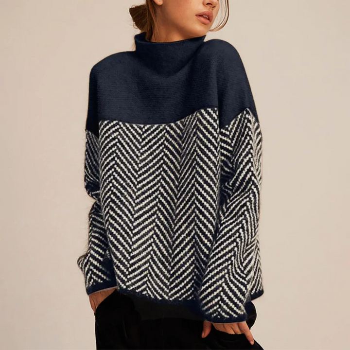 Chevron Luxe | Suéter de coll alt estilitzat per a dones