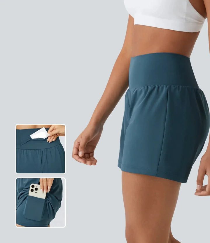 Gayle | Pantalons curts de ioga 2-en-1 amb cintura alta, butxaca per al darrere i butxaca lateral