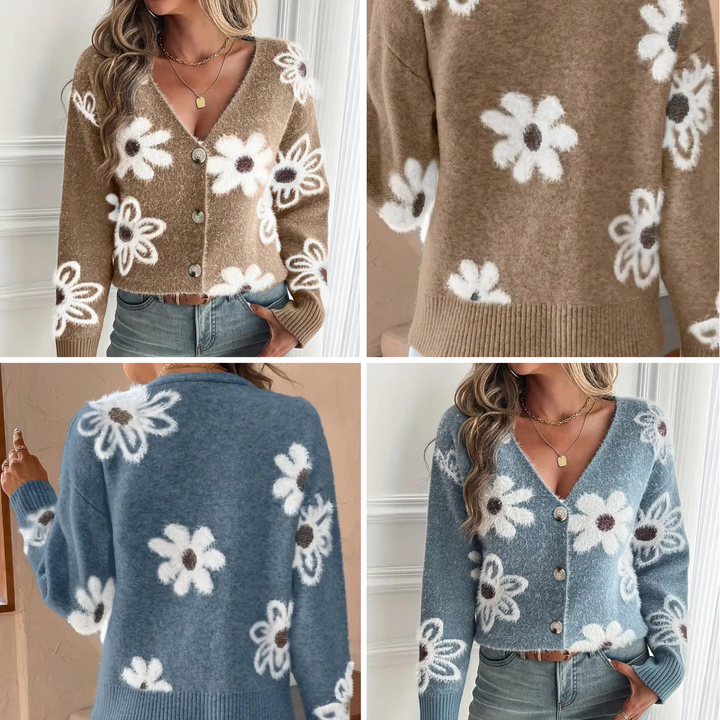 Daisy Dream | Jaqueta de punt càlida amb detall floral
