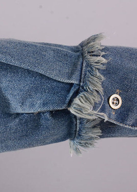 Vestit de Denim Blau Art amb Coll O, Butxaques i Botons per a la Tardor