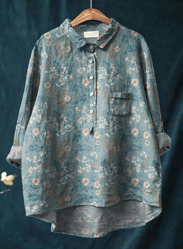 Mary | Blusa de cotó i lli amb estampat de flors