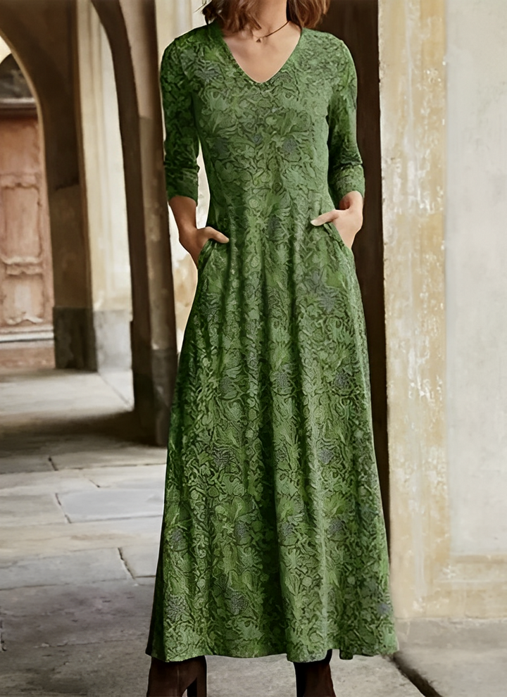Adeline | Vestit llarg amb patró vintage