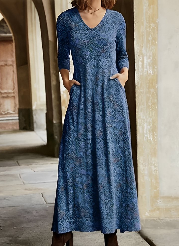 Adeline | Vestit llarg amb patró vintage