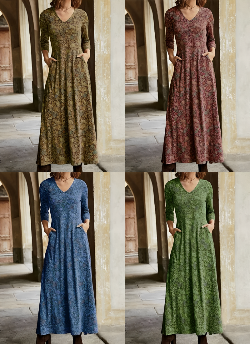 Adeline | Vestit llarg amb patró vintage