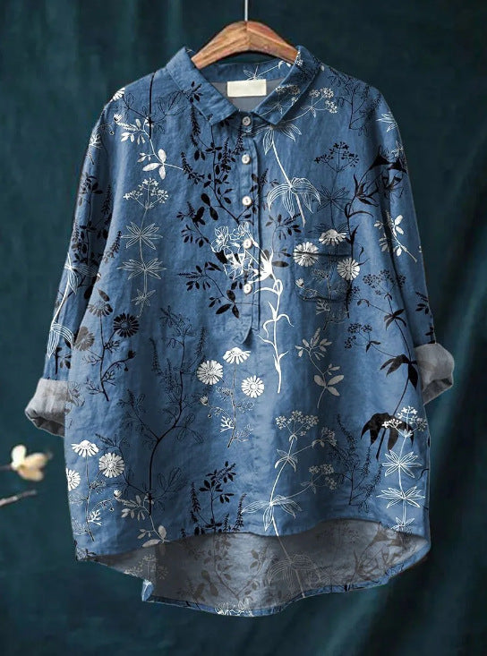 Mary | Blusa de cotó i lli amb estampat de flors