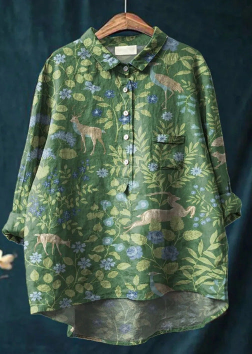 Mary | Blusa de cotó i lli amb estampat de flors