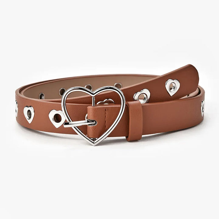 Cinturó de cuir amb hebilla metàl·lica elegant | Cor d'argent