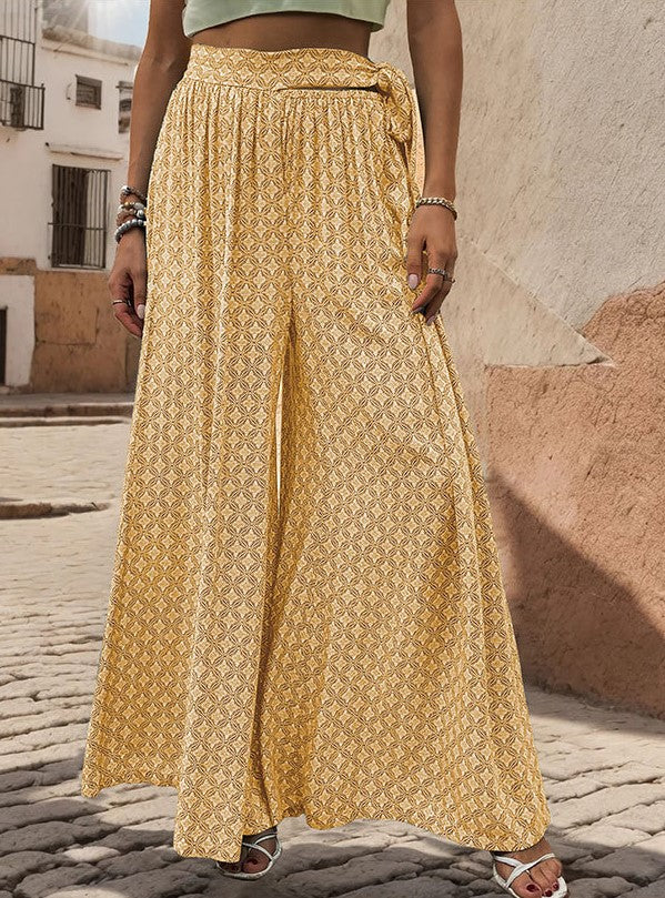 Pantalons amb cama ampla i estampat geomètric