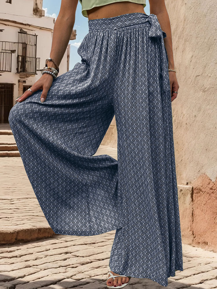 Pantalons amb cama ampla i estampat geomètric