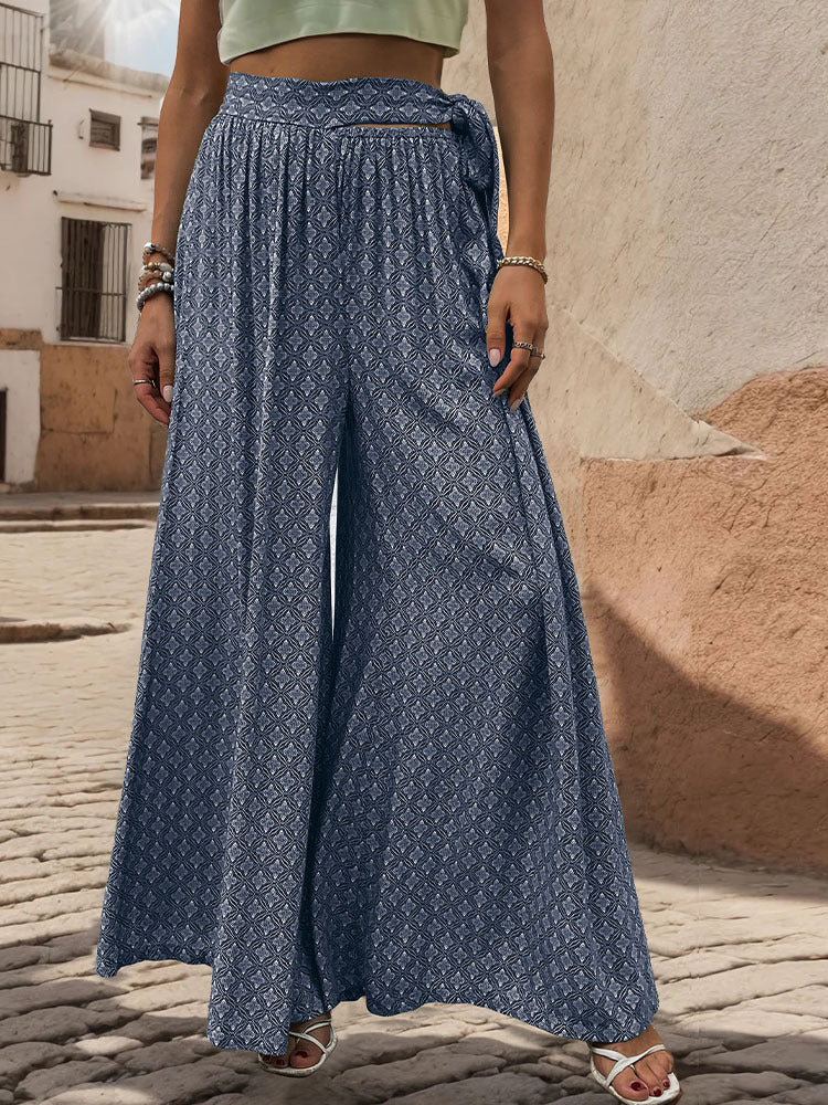 Pantalons amb cama ampla i estampat geomètric