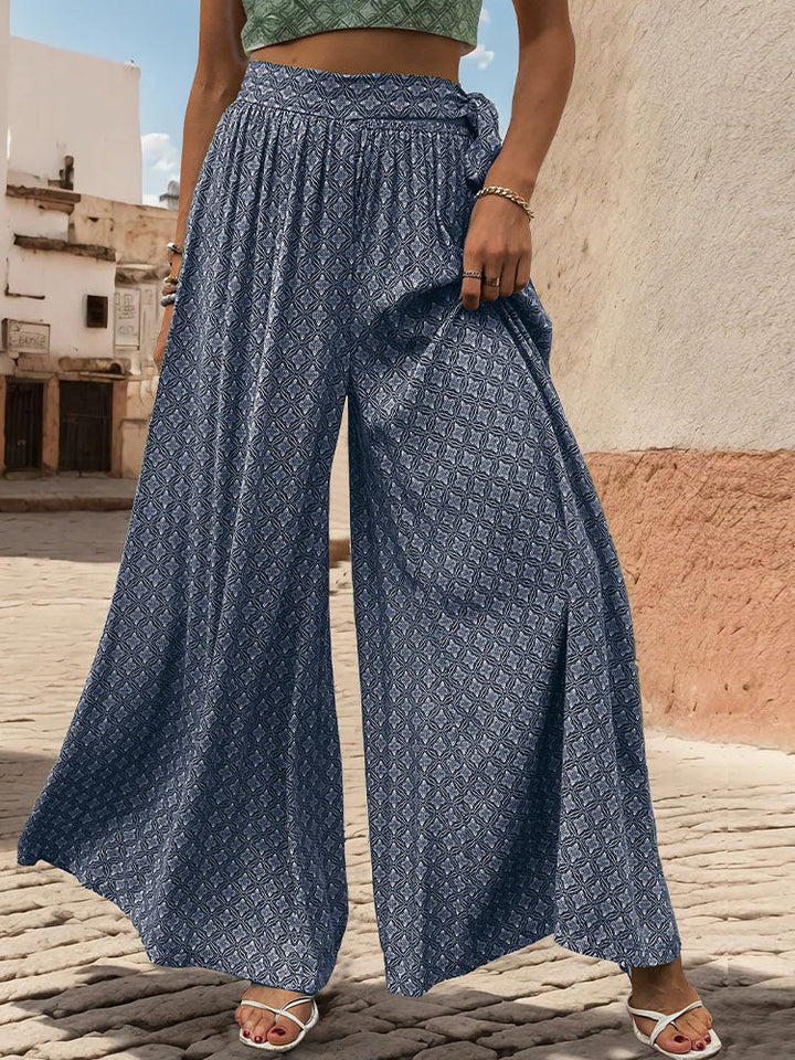 Pantalons amb cama ampla i estampat geomètric