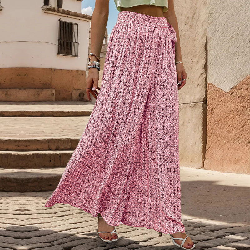 Pantalons amb cama ampla i estampat geomètric