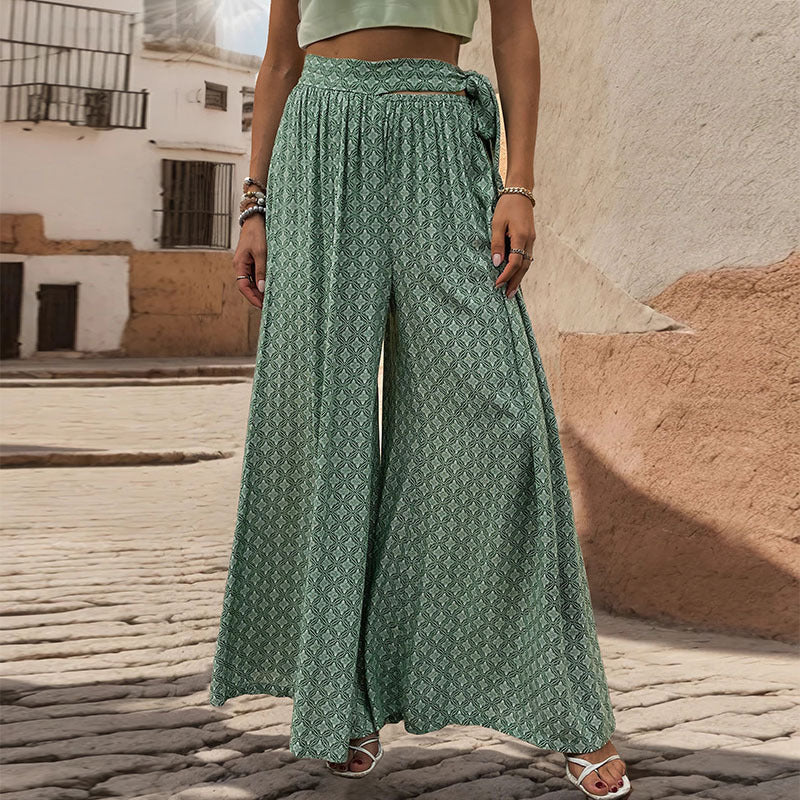 Pantalons amb cama ampla i estampat geomètric