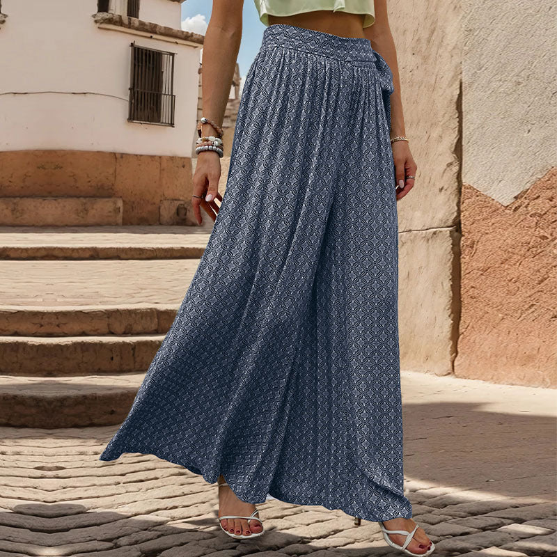 Pantalons amb cama ampla i estampat geomètric