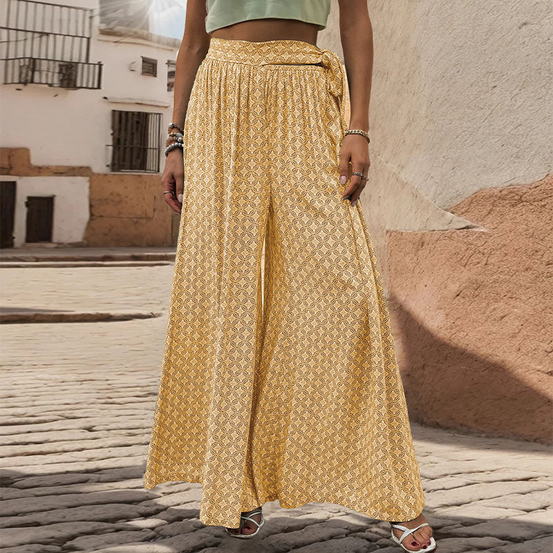 Pantalons amb cama ampla i estampat geomètric