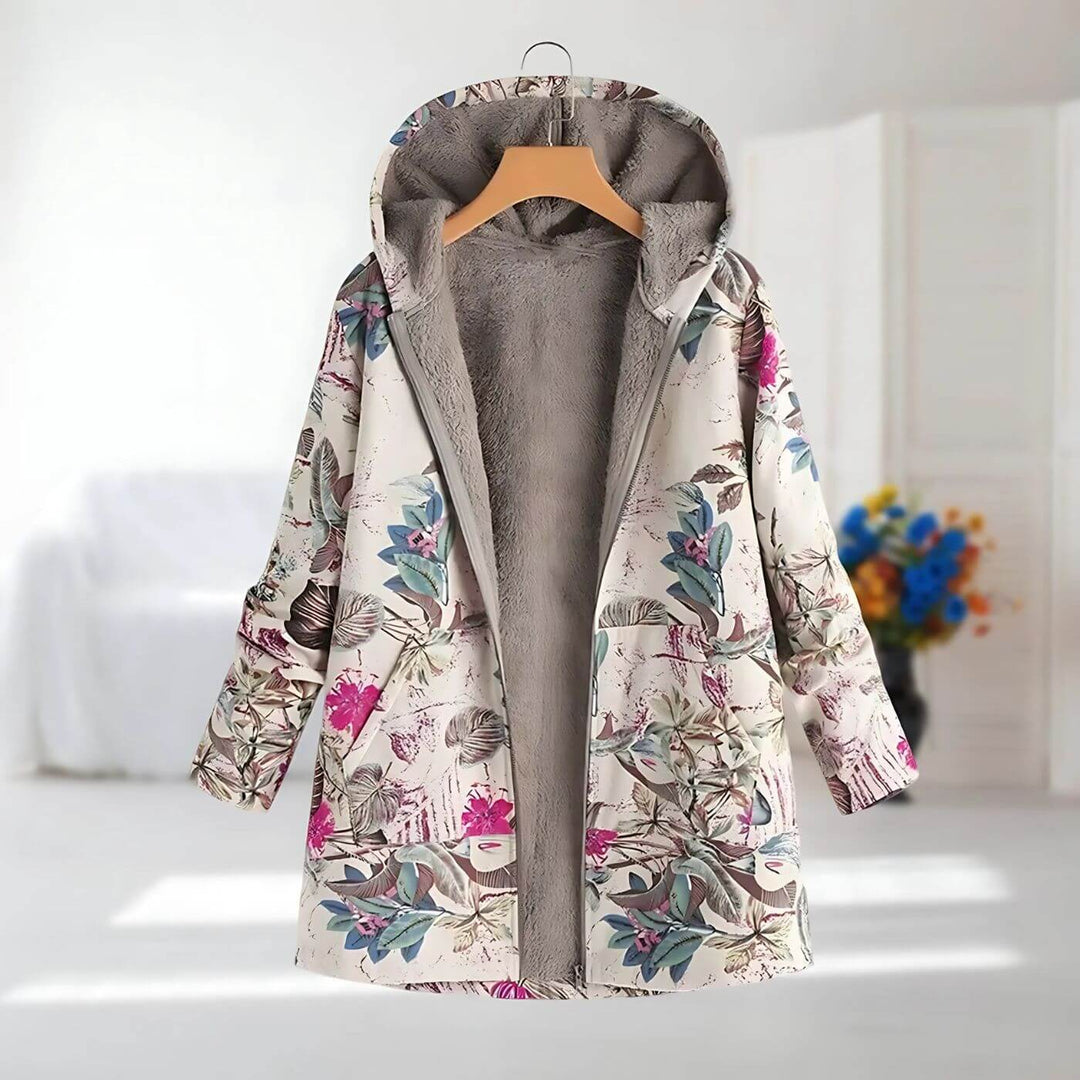 Isabelle | Abric d'hivern amb forro de polar i estampat floral