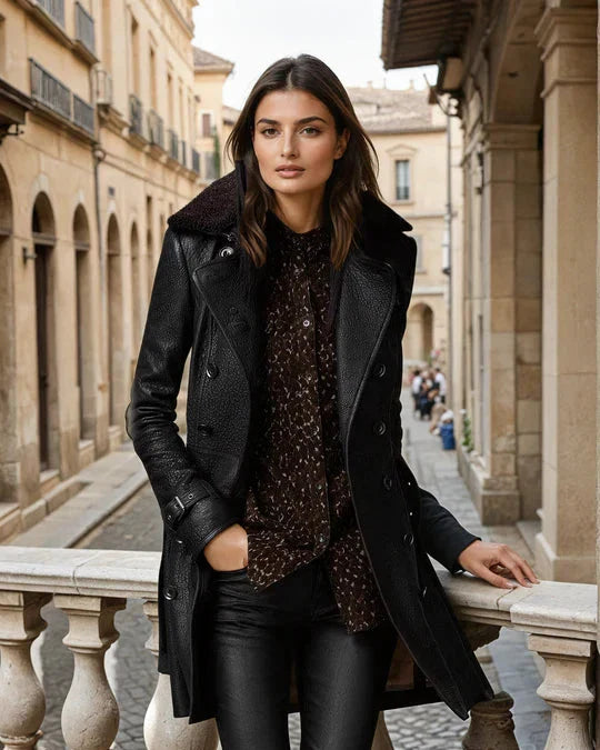 Yara | Trenchcoat clàssic de cuir autèntic