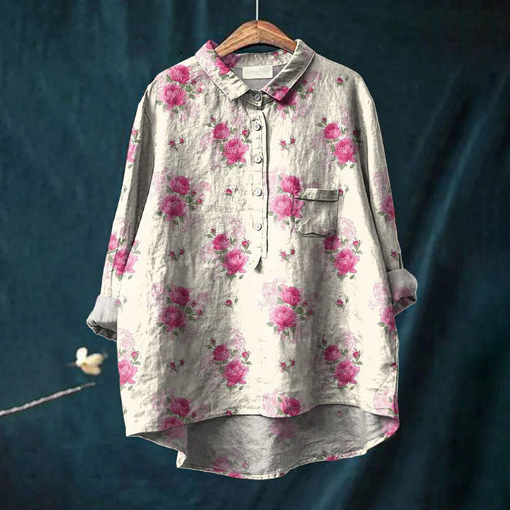 Mary | Blusa de cotó i lli amb estampat de flors