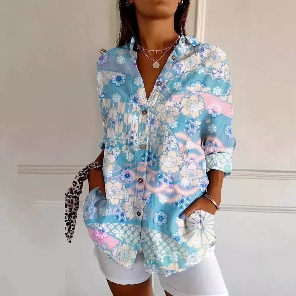 Natalie | Blusa amb patró colorit en estil modern