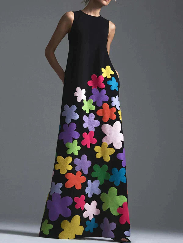 Camila | Vestit de flors elegant amb escot rodó