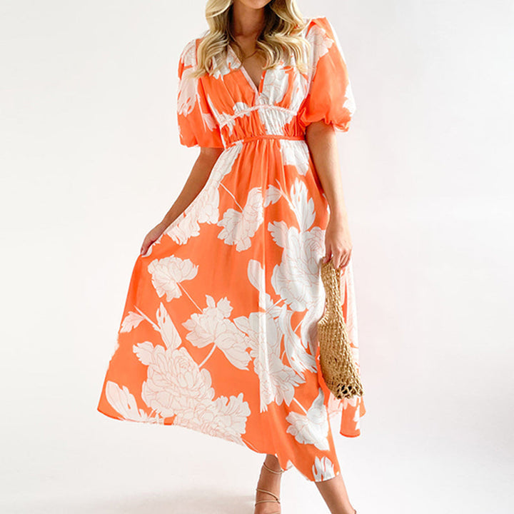 DARINA | Elegant vestit maxi fluid vermell i rosa