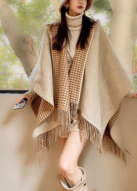 Bufanda de cashmere a quadres reversible amb borles