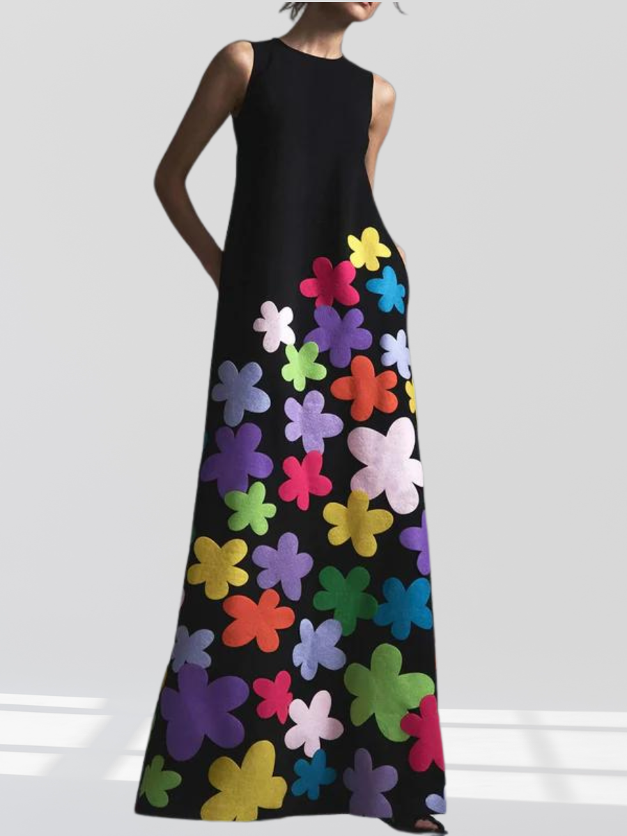 Camila | Vestit de flors elegant amb escot rodó