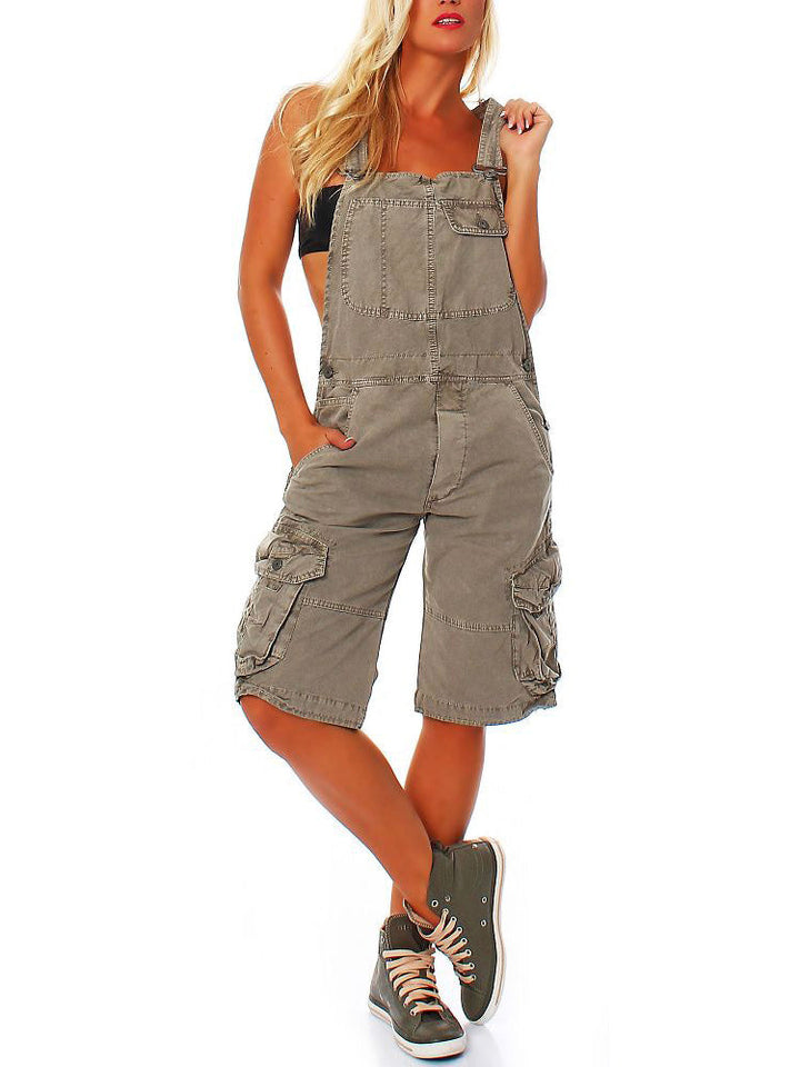 Pantalons de tirants curts per a dones amb butxaques de càrrega funcionals