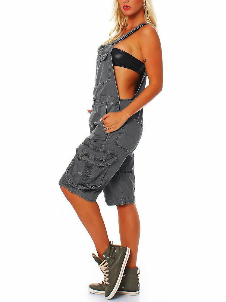 Pantalons de tirants curts per a dones amb butxaques de càrrega funcionals